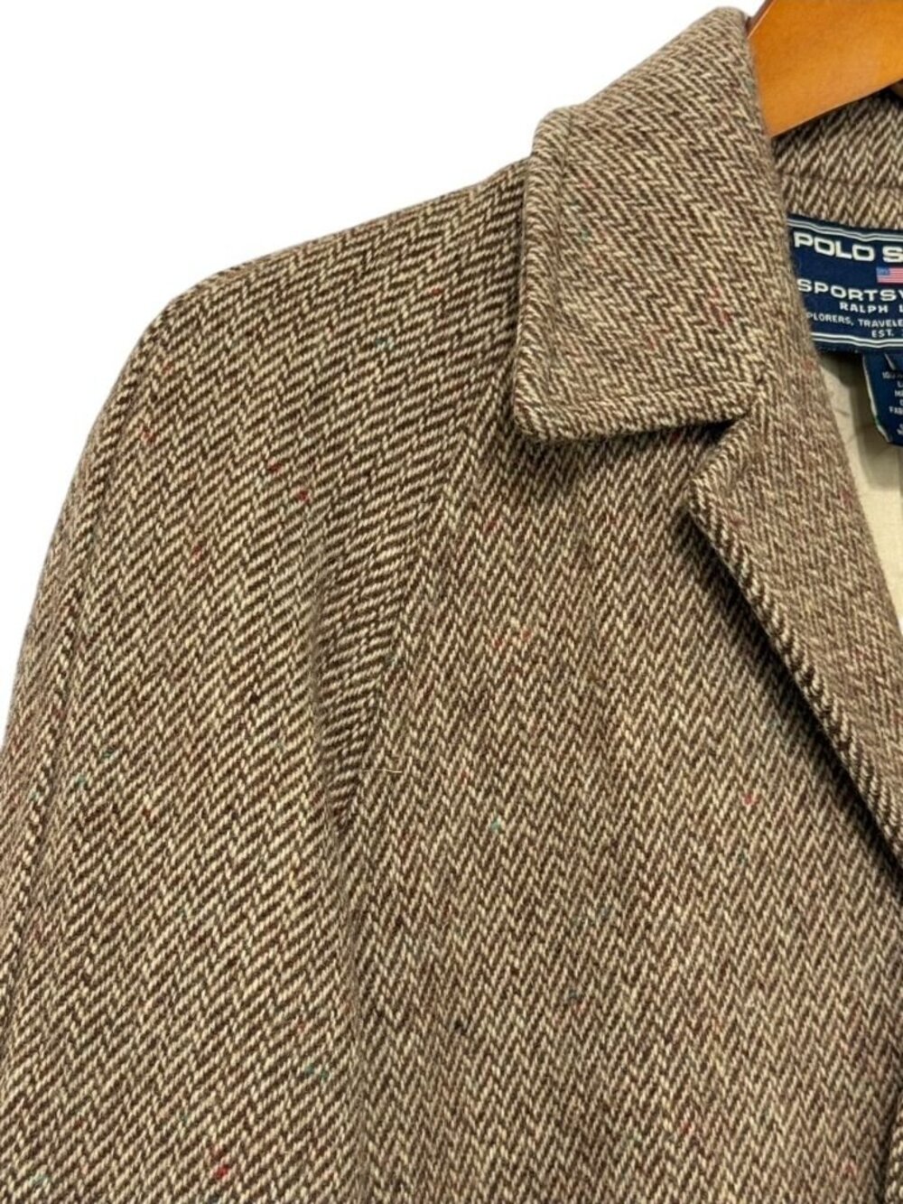 Polo Sport Ralph Lauren Sportswoman Vintage 90s Tweed Wool Herringbone Overcoat - Picture 5 of 16